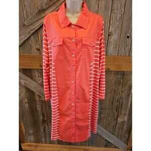 NWT NEW pink DG2 diane Gilman Soft cell pearl snap tunic dress 1X PLUS comfort